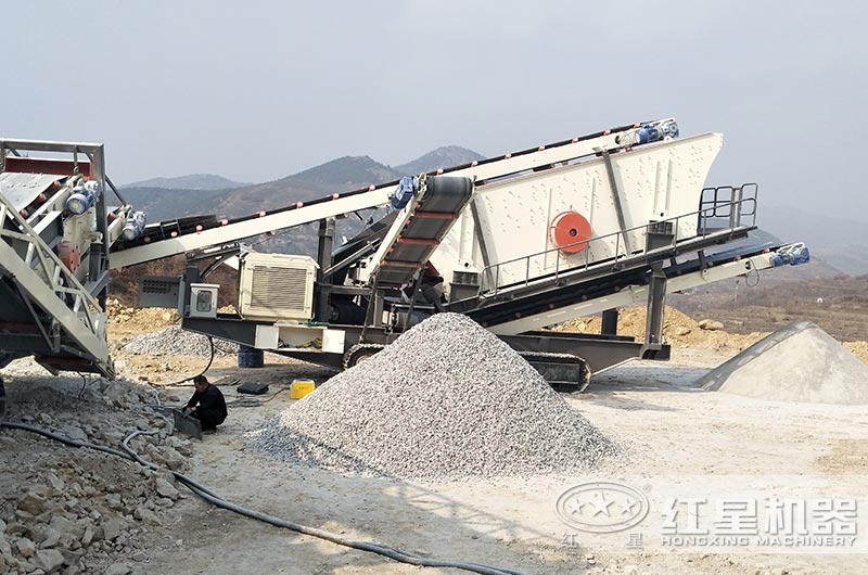 河北客戶移動建筑垃圾破碎站作業現場 河北客戶移動建筑垃圾破碎站作業現場